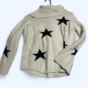 Rachel Zoe Cream and Black Cowl Neck Sweater